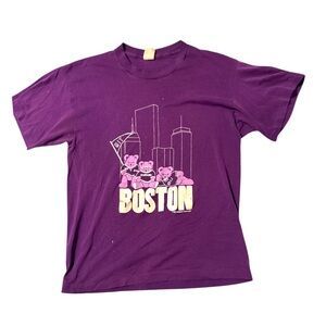 Vintage 1987 Boston Colleges T-Shirt Single Stitch Harvard MIT BU Purple Size XL